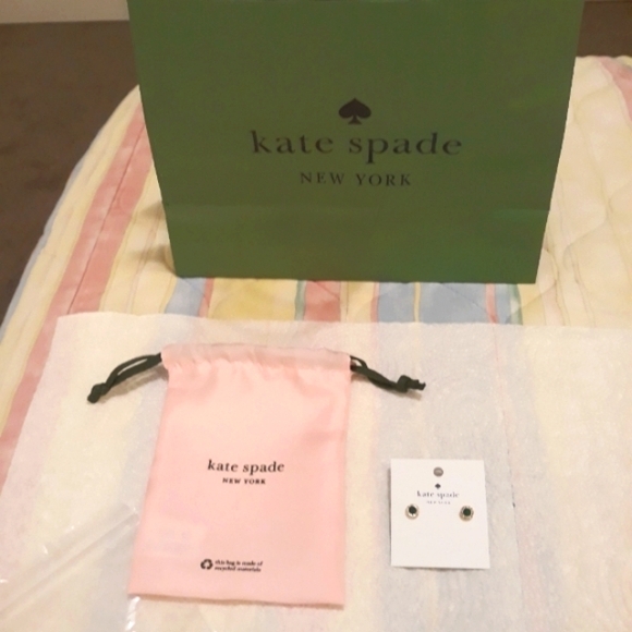 KATE SPADE  Green Pave CZ Halo Stud Earrings -"Your'e a Gem" NEW NET - Picture 2 of 6